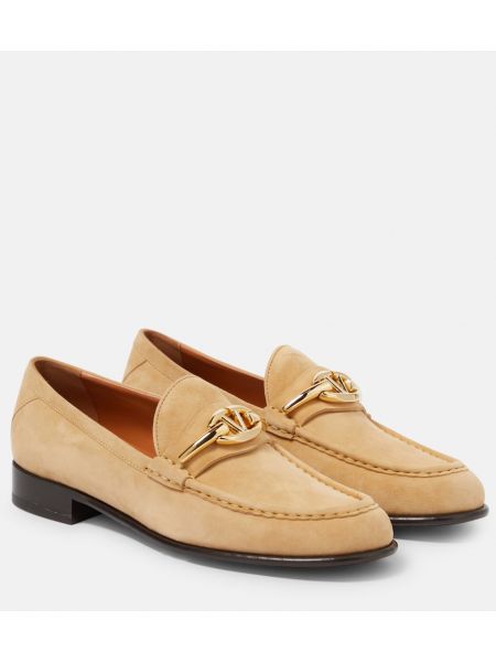 Pantofi loafer din piele de căprioară Valentino Garavani bej