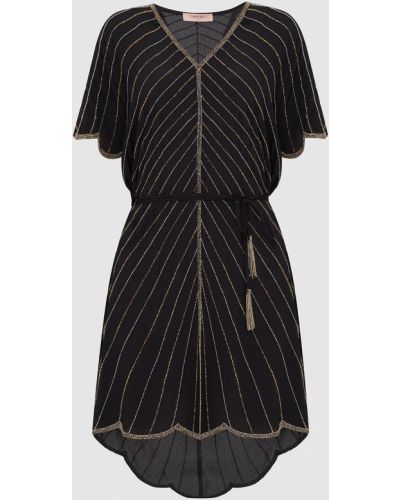 Плаття міні з вишивкою Twin-set, чорне