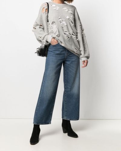Bavlněný svetr s oděrkami R13 šedý