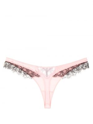 Krajkové hedvábné kalhotky string Kiki De Montparnasse růžové