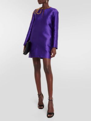 Атласное платье мини Valentino фиолетовое