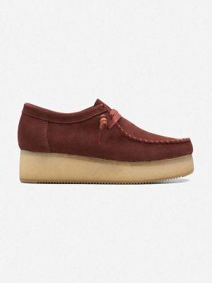 Cipele od brušene kože s platformom Clarks Originals crvena