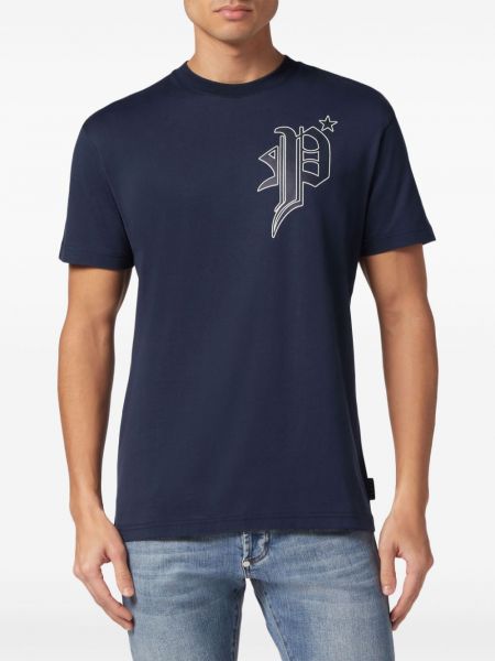 T-shirt aus baumwoll mit rundem ausschnitt Philipp Plein blau
