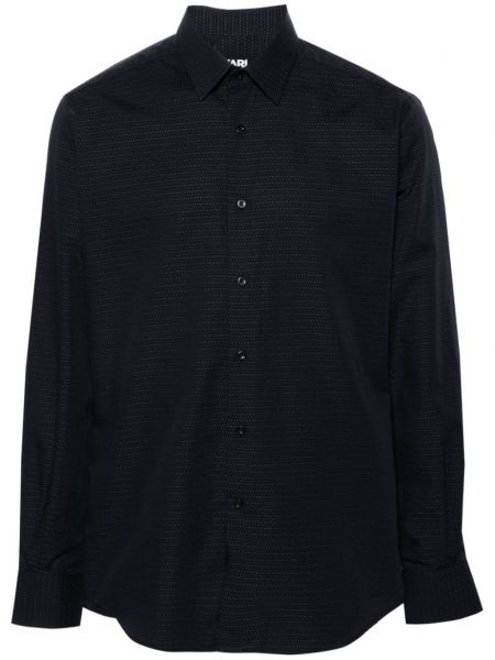 Bodkovaná bavlnená košeľa Karl Lagerfeld čierna