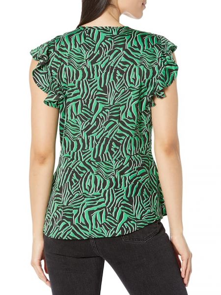 Блузка с v-образным вырезом с принтом зебра Michael Kors зеленая