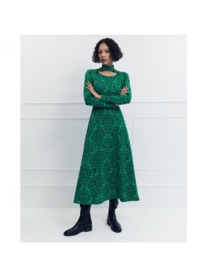 Vestido midi de tejido jacquard Sfera verde