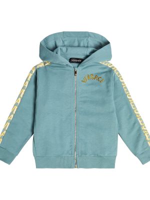 Hoodie i fleece i bomull för pojkar Versace Kids blå