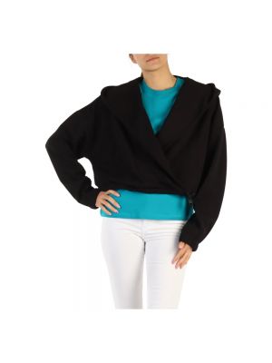 Sweter bawełniany z kapturem oversize Trussardi czarny
