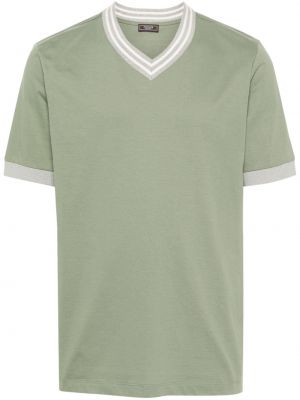 Bavlnené tričko s výstrihom do v Peserico zelená