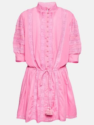 Pamučna haljina s vezom Melissa Odabash ružičasta