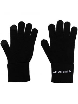 Vlnené rukavice s výšivkou Givenchy čierna