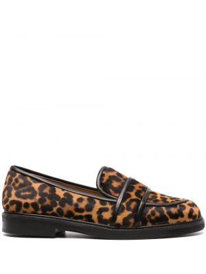Kožené loafersy s potlačou s leopardím vzorom Roberto Festa čierna