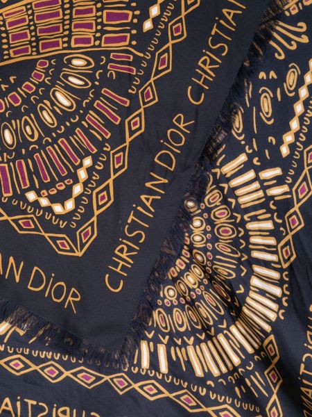 Jedwabna szal z nadrukiem Christian Dior Pre-owned niebieska