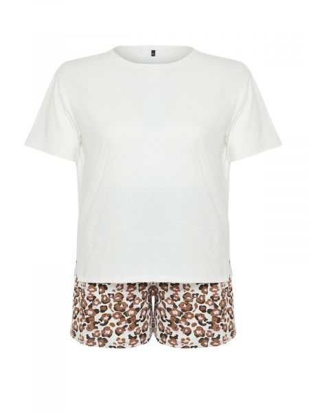 Leopardí pletené pyžamo Trendyol