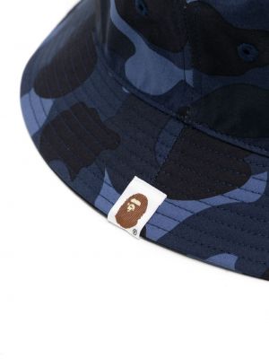 Maskáčový bavlněný klobouk s potiskem A Bathing Ape® modrý