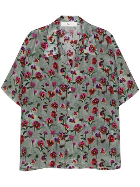 Krekls ar ziediem ar apdruku Séfr zaļš