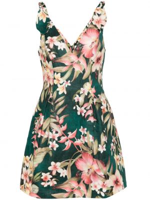 Květinové mini šaty s potiskem Zimmermann zelené