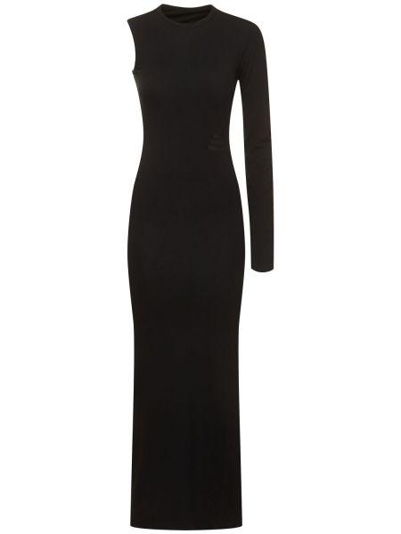 Βαμβακερή μίντι φόρεμα από ζέρσεϋ Mm6 Maison Margiela μαύρο