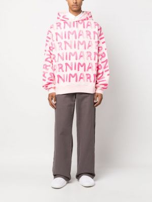 Raštuotas džemperis su gobtuvu Marni rožinė
