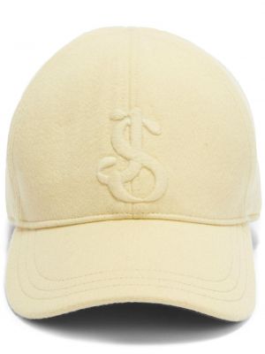 Кашмирена шапка с козирки бродирана Jil Sander бяло