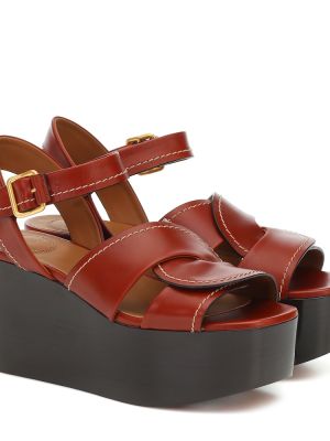 Кожаные сандалии на платформе Chloã©, коричневый