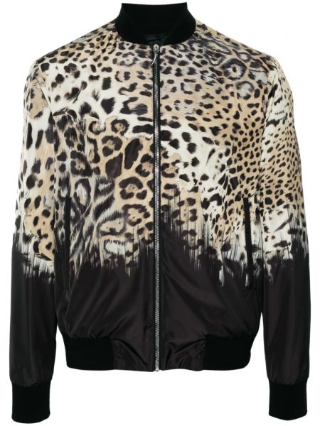 Bomber jakna s potiskom z leopardjim vzorcem s tigrastim vzorcem Roberto Cavalli