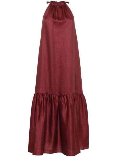 Lněné dlouhé šaty Asceno červené