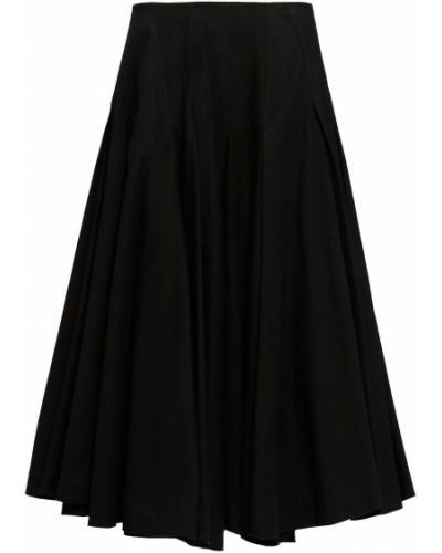 Plisované bavlněné midi sukně Sportmax černé