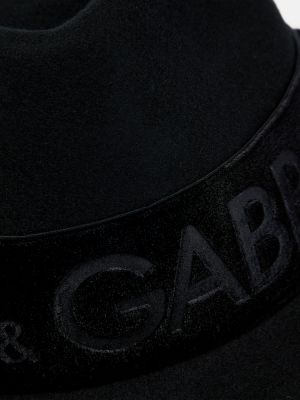 Вълнена шапка с периферия Dolce&gabbana черно