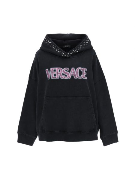 Czarna bluza z kapturem Versace