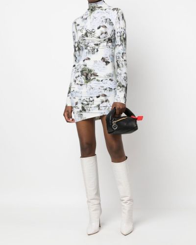Asimetriska kleita ar ziediem ar apdruku Off-white