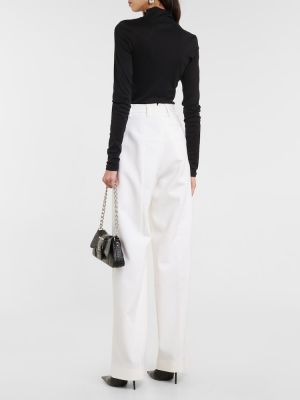 Vlněné kalhoty s vysokým pasem Vetements bílé