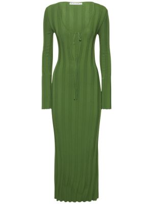 Rochie lunga din viscoză cu mâneci lungi Third Form verde