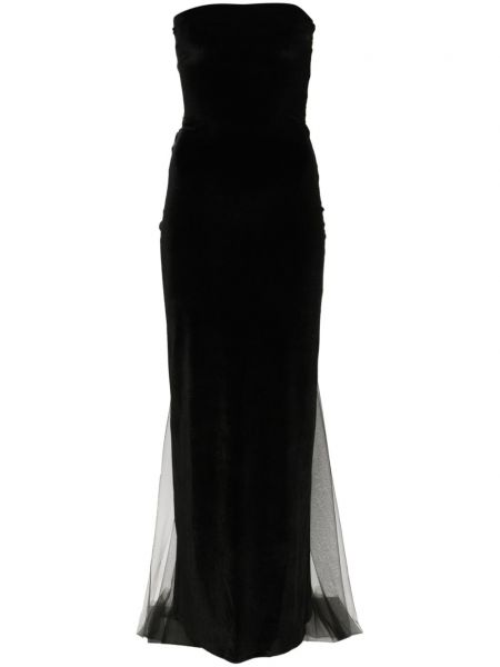 Zamatové midi šaty s mašľou Atu Body Couture čierna