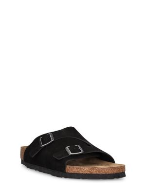 Sandale din piele de căprioară Birkenstock negru
