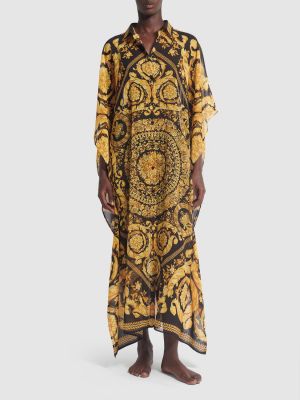 Šifonové dlouhé šaty s potiskem Versace černé