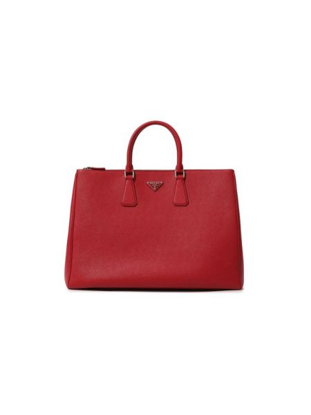 Кожаная сумка шоппер Prada красная