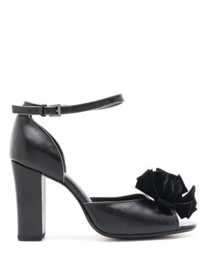 Usnjene sandali s cvetličnim vzorcem Sarah Chofakian črna