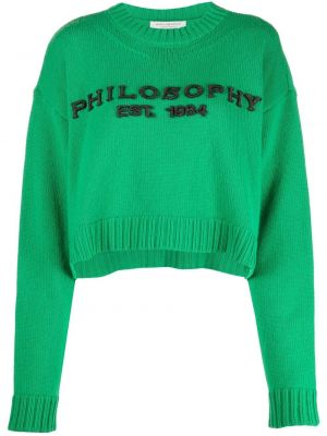 Пуловер бродиран Philosophy Di Lorenzo Serafini зелено