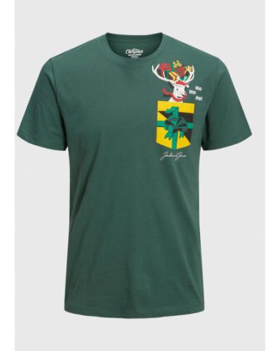 Jack&Jones Póló Christmas 12221436 Zöld Regular Fit Jack&jones