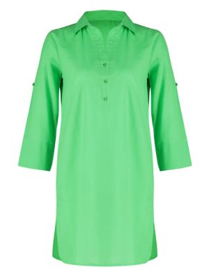 Pletena pamučna midi haljina s apstraktnim uzorkom Trendyol zelena