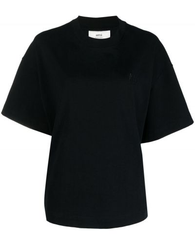 Camiseta con bordado Ami Paris negro