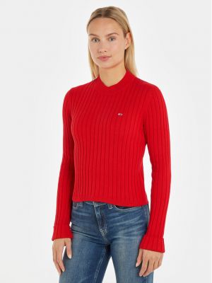 Slim fit priliehavý sveter Tommy Jeans červená