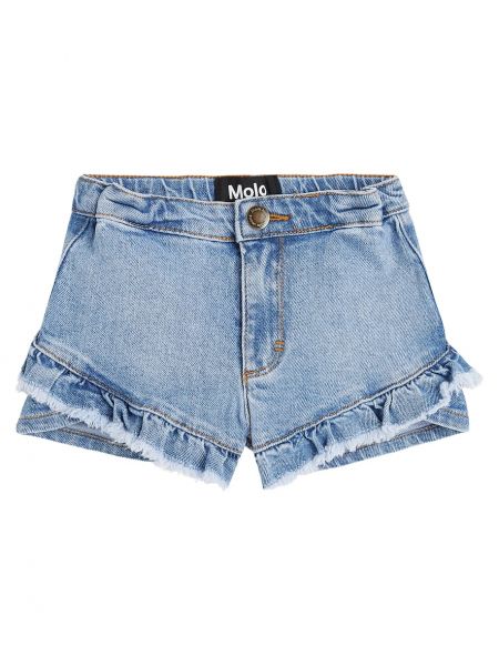 Ruffle jeans-shorts for jenter Molo blå