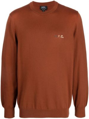 Medvilninis siuvinėtas džemperis A.p.c. ruda