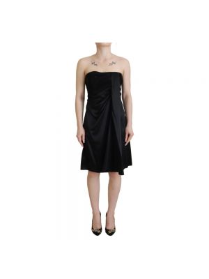 Czarna sukienka długa z futerkiem Dolce And Gabbana