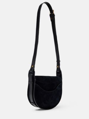 Crossbody torbica iz semiša Isabel Marant črna