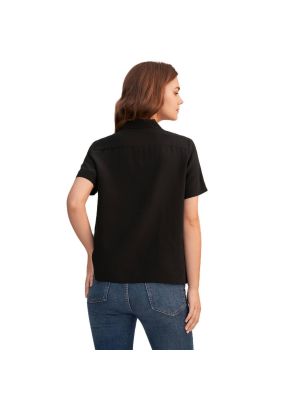 Шелковая рубашка с v-образным вырезом Lilysilk черная