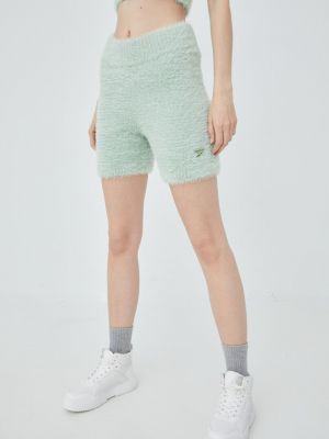 Reebok Classic pantaloni scurti H46811 femei, culoarea verde, cu imprimeu, high waist