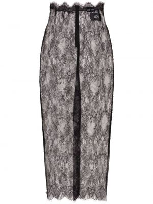 Prozirna midi suknja s čipkom Dolce & Gabbana crna